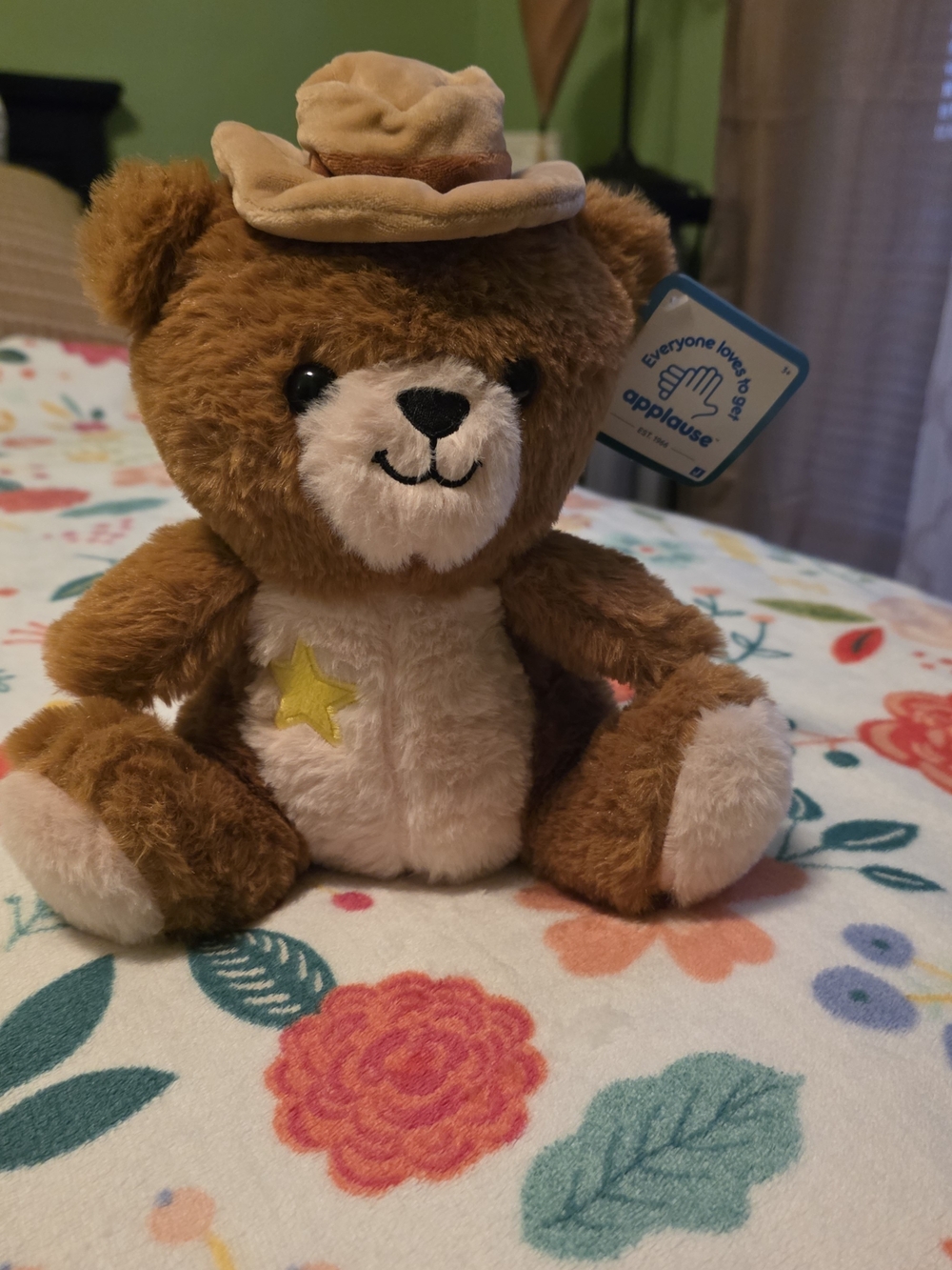 NWT Applause Brown Cowboy Bear Plush Toy